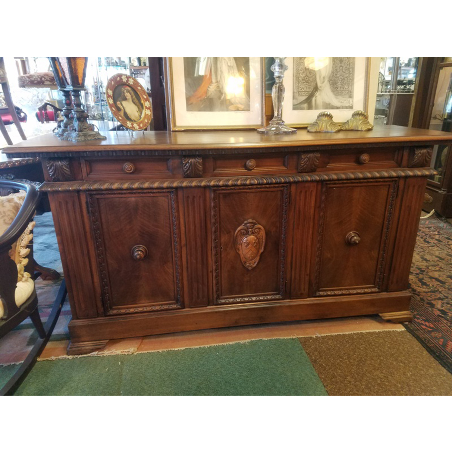 French sideboard carved walnut Aardvark Antiques
