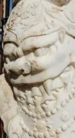Pair of Marble Chinese Warriors - Image 3