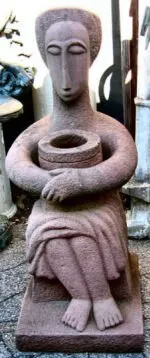 Brownstone Seated Woman With Vessel - Image 4