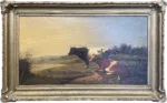 Oil on Canvas, Farm Scene, Unknown Artist - Image 2