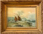 Oil on Canvas 'Sailing the Rough Seas' after Frederick Dawson, c. 1908 - Image 2