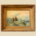 Oil on Canvas 'Sailing the Rough Seas' after Frederick Dawson, c. 1908