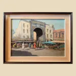 Mid Century Oil on Canvas, European market Scene