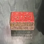 Chinese Cinnabar & Silverplate Pill Box