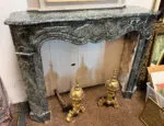 Marble Mantel Pompadour Style of Vert de Mer Marble